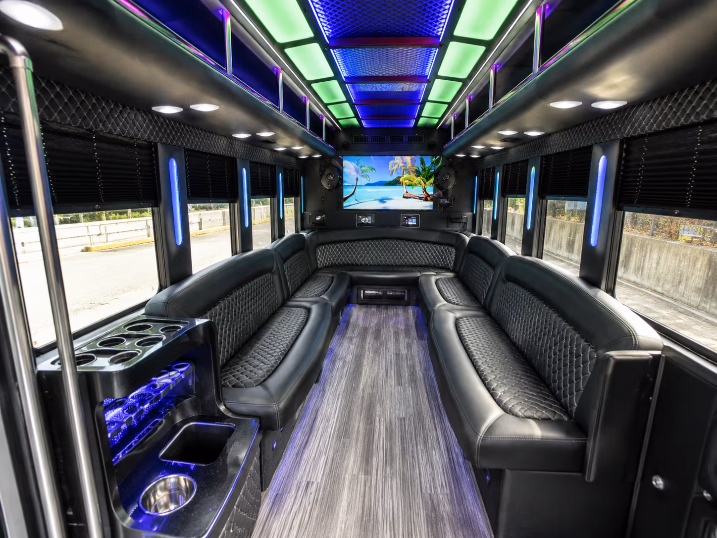 lake worth beach 18 passenger party bus inside