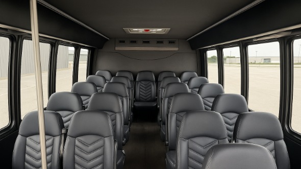 Interior of Charter Bus Company Palm Beach Gardens's 28 Passenger Mini bus in Palm Beach Gardens