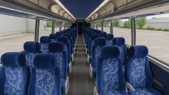 Interior of Charter Bus Company Palm Beach Gardens's 50 Passenger Charter Bus in Palm Beach Gardens