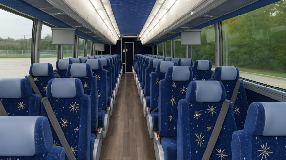 Interior of Charter Bus Company Palm Beach Gardens's 54 Passenger Charter Bus in Palm Beach Gardens
