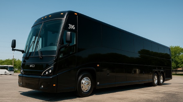 Exterior of Charter Bus Company Palm Beach Gardens's 54 Passenger Charter Bus in Palm Beach Gardens