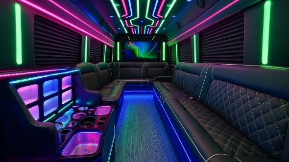 Interior of Charter Bus Company Palm Beach Gardens's Party Bus in Palm Beach Gardens