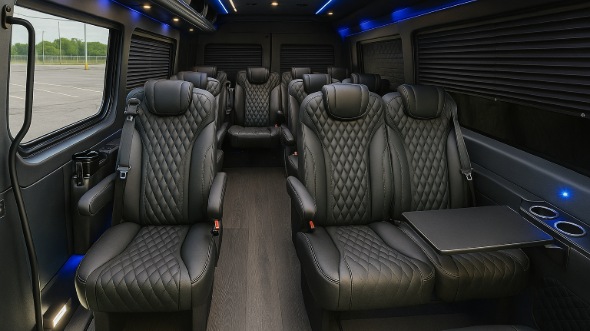 Interior of Charter Bus Company Palm Beach Gardens's Sprinter Van Rental With Driver in Palm Beach Gardens